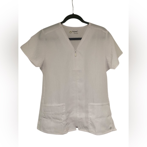 Four-Stretch White Scrub Top GUC M - Picture 3 of 7